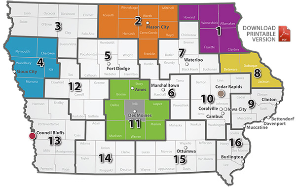 Iowa mobility manager region map