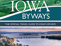 Cover image of the Iowa Byways Travel Guide, featuring a river view and view of farmland