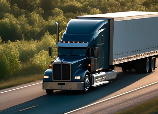 Semi truck driving on a highway