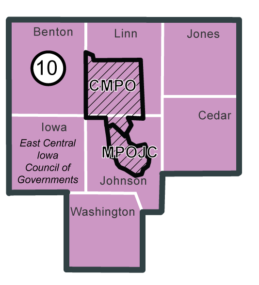 East Central MPO/RPA map