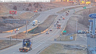photograph of US 20 in Iowa with vehicle traffic