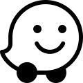 Waze logo showing a smiling speech bubble with wheels