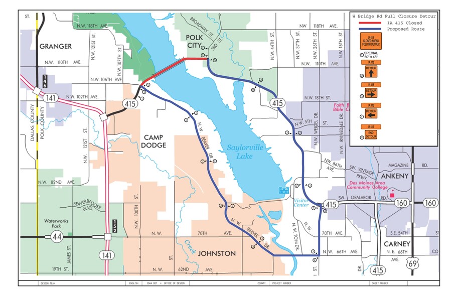 Iowa 415 patching detour map